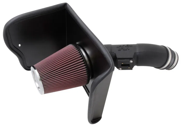 63-9036 – K&N FILTER Cold Air Intake, Black Plastic Tube Red Universal Filter With Heat Shield